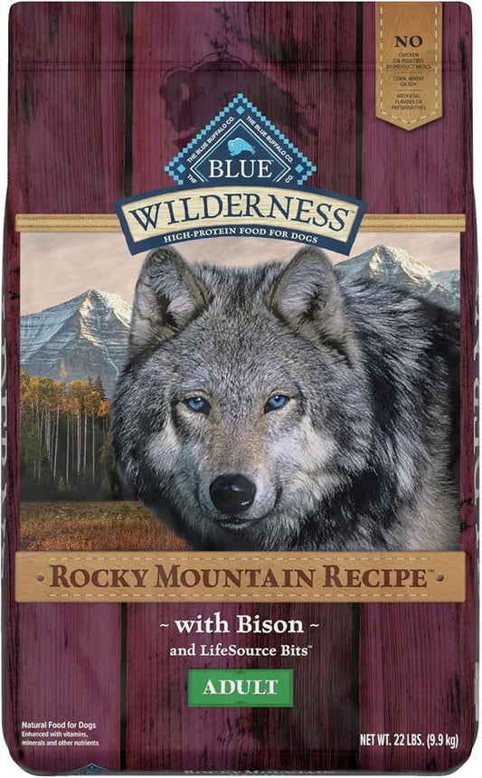 Blue Buffalo Wilderness Rocky Mountain Recipe High Protein, Natural Adult Dry Dog Food, Bison 22-lb