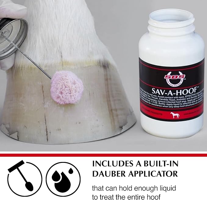 SBS Equine Treatment Against Hoof Illness in Horses | Built-in Dauber Applicator | Treat Entire Hoof (7.5 Fluid Oz)