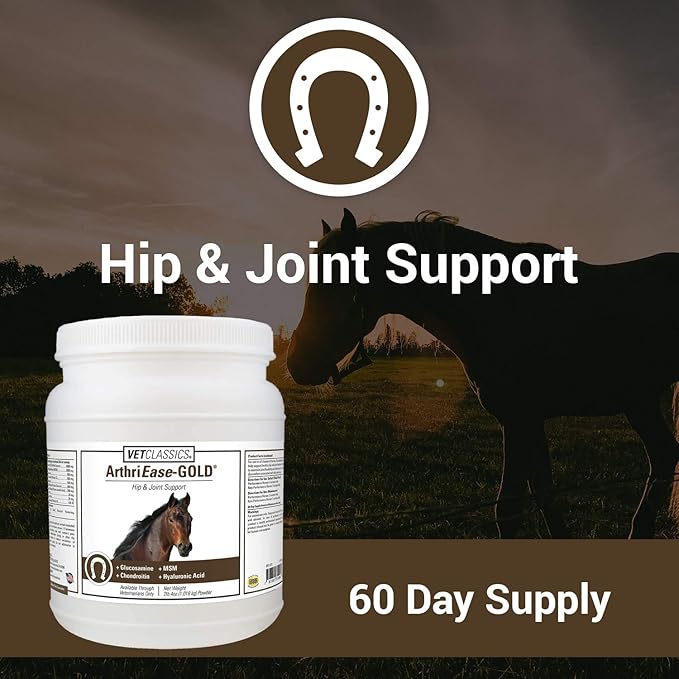 Vet Classics ArthriEase-Gold Joint Support for Horses - Powder Health Supplement for Horses – Alleviates Aches and Discomfort – For Flexibility, Healthy Joint Function – Antioxidants 2 lb. 4 Oz.Powder