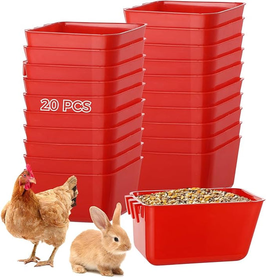 20 Pcs Cage Cups 16 oz Chicken Feeder Waterer Birds Feeders Hanging Bunny Cage Feeder Chicken Water Bowl Feeding Seed Bowl for Pet Parrot Rooster Parakeet Gamefowl Poultry Pigeon Wire Cage