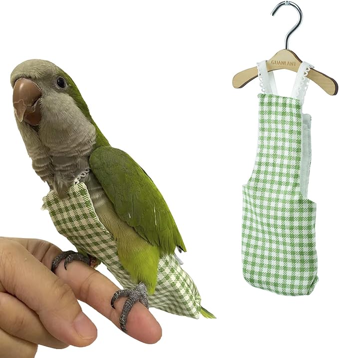 Quaker Parrot Flight Suits Diapers for Monk Parakeets, Cockatiels Flight Suits Liners, Parrot Clothes, Bird Training Nappy Suit Clothes with Hanger Leash Hole for Sun Conure Senegal Lorikeet