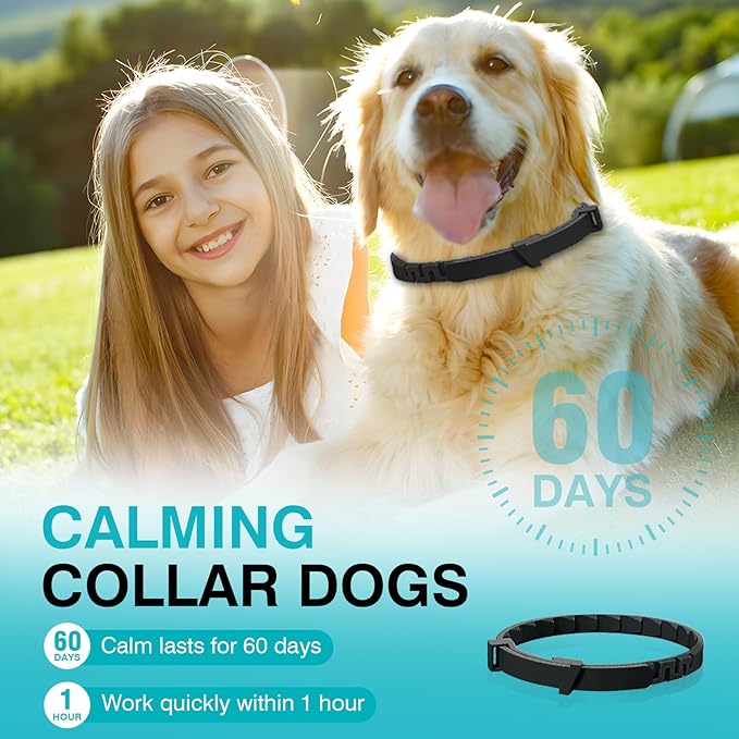 Calming Collar for Dogs 4 Packs Dog Pheromone Collars Relief Anxiety Stress Separation and Bad Behavior Pheromones Calm Lasts 60 Days 25 Inches Size Adjustable Waterproof Fit Small Large Medium Breed