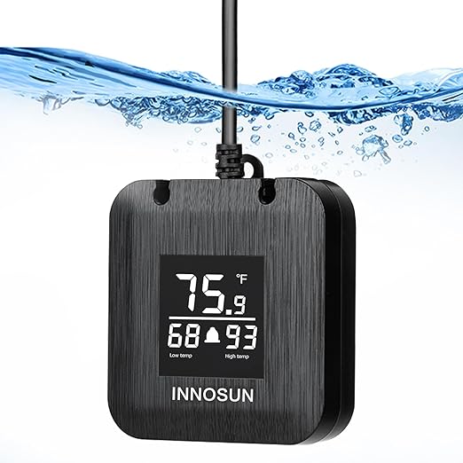 Fish Tank Digital Thermometer,Submersible Aquarium Thermometer for Underwater Use with High & Low Temperature Alarm Accuracy 0.2°F,Waterproof Thermometer with USB Power Supply,HD LED Display