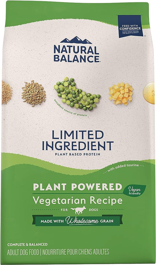 Natural Balance Limited Ingredient Adult Dry Dog Food with Vegan Plant Based Protein and Healthy Grains, Vegetarian Recipe, 4 Pound (Pack of 1)