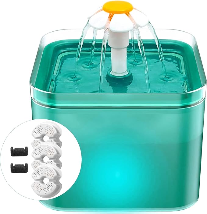 AONBOY Cat Water Fountain with 6 Filters（Green）