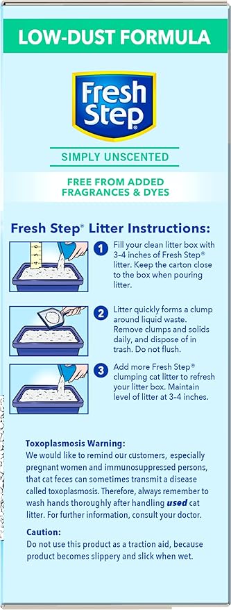 Fresh Step Clumping Cat Litter, Unscented, Long Lasting Odor Control Kitty Litter with Activated Charcoal, 14 lb