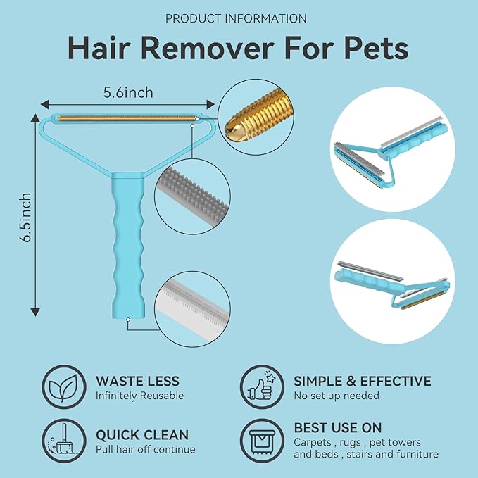 Pet Hair Removal Tool,Pet Hair Remover,Cleaner Pro Pet Hair,Fabric Shaver,Lint Remover,Lint Cleaner Pro,Carpet Rake,Dog Hair Remover and Cat Hair Remover for Rugs,Couch,Pet Towers(2pack)