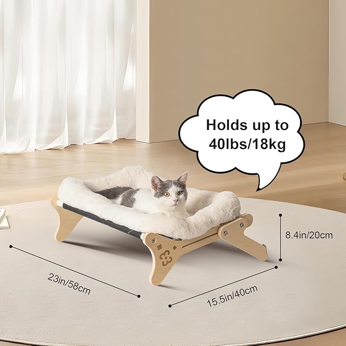 Cat Window Perch Cat Window Hammock Seat for Indoor Cats Sturdy Adjustable Sturdy Steady Cat Bed Providing All-Around Sunbath Space Saving Washable Holds Up to 40 lbs (2 in 1 Beige Nesting Cushion)