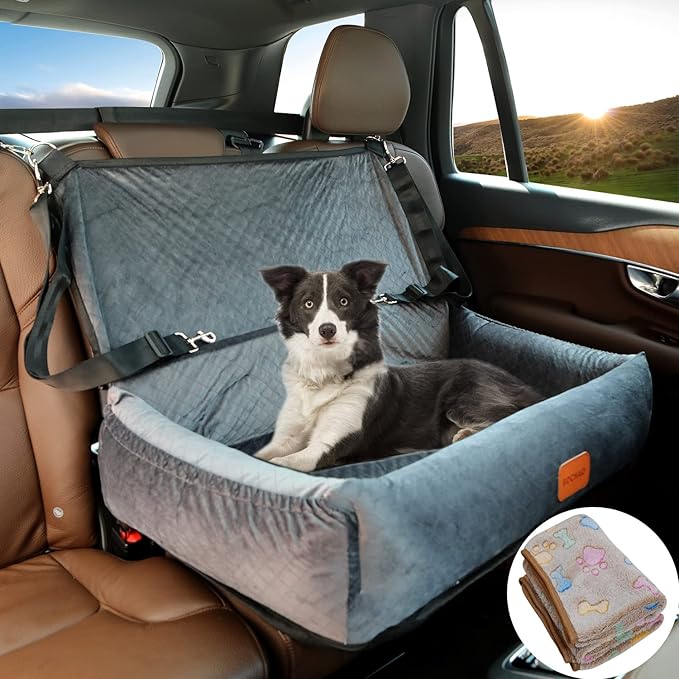 Dog Car Seat for Large Dogs Car Seat 2 Small Dogs,Dog Car Back Seats Travel Bed Dog Seat,Comfortable and Safe;Multipurpose Design-can be Converted into a Dog Bed or Dog Sofa Cushion;Dog Blanket