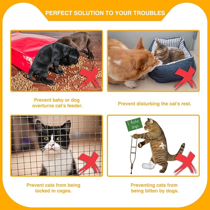 Cat Door Holder Latch Larger Adjustable Cat Door Alternative Fast Latch Strap Let Cats in and Keeps Dogs Out of Litter & Food and Safe Baby Proof No Measuring Easy to Install 3Pcs Yellow