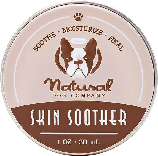 Natural Dog Company Skin Soother, 1 oz. Tin, Allergy and Itch Relief for Dogs, Dog Moisturizer for Dry Skin, Dog Lotion, Ultimate Healing Balm, Dog Rash Cream
