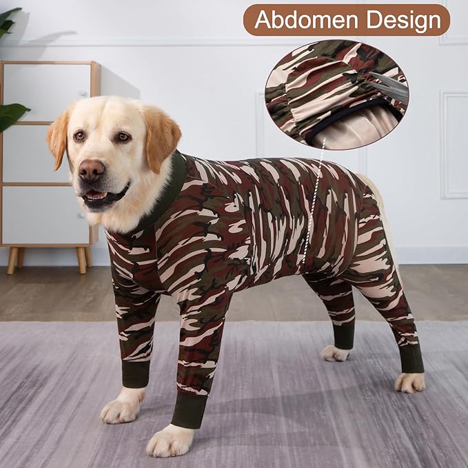 Recovery Suit for Large Medium Dogs After Surgery, Soft Breathable Anti Licking Dog Onesie E-Collar & Cone Alternative, Pet Bodysuit for Preventing Hair Loss Full Cover Wound(2XL, Camouflage)