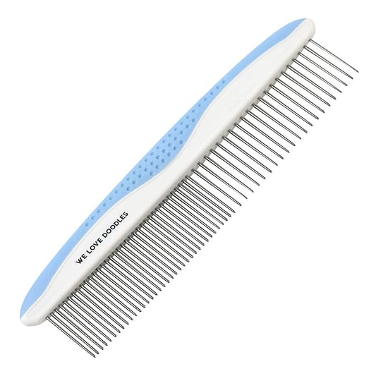 Metal Dog Grooming Comb | Removes Tangles & Matts | Dematting Pet Combs | Detangler For Matted Hair | Best Comb For Poodles, Goldendoodles, Doodles & Long Haired Dogs (Large) [We Love Doodles]