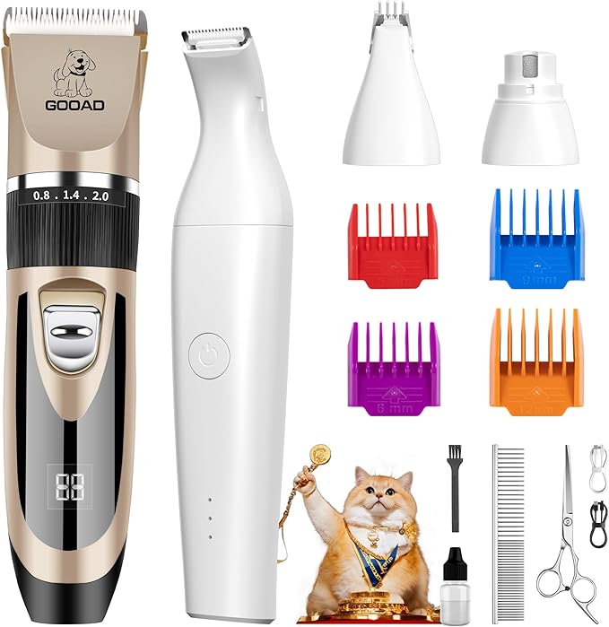 Cat Clippers for Matted Hair, Cordless Cat Hair Trimmer for Grooming, Quiet Cat Shaver for Long Hair, Cat Paw Trimmer Nail Grinder,Pet Shaver Cat Grooming Kit for Cats Small Dogs Animals