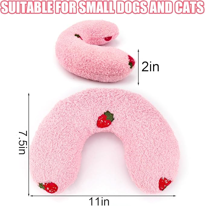 BABORUI Dog Calming Pillow for Small Dogs, U Shaped Dog Neck Pillow for Joint Relief Sleeping Improve, Machine Washable Pet Pillow for Dogs & Cats (Pink)