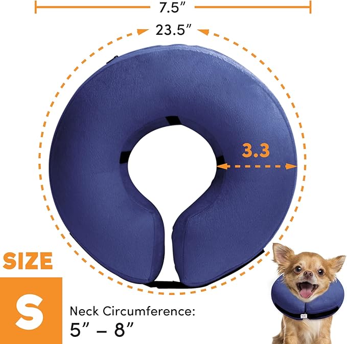 BENCMATE Protective Inflatable Collar for Dogs and Cats - Soft Pet Recovery Collar Does Not Block Vision E-Collar (Small, Navy Blue)