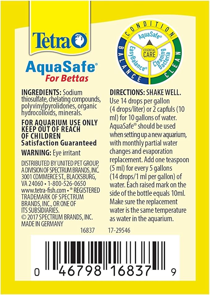 Tetra BettaSafe, aquarium Water Conditioner for Bettas, 1.69-Ounce, 50-Ml, Golds & Yellows, Model:16837 (Pack of 2)