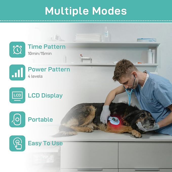 Cold Laser Therapy for Dogs - 2024 Upgraded Infrared Red Light Therapy Vet Device, Portable Laser Therapy Device for Pain Relief Arthritis, Spinal, Promote Blood Circulation (Blue)