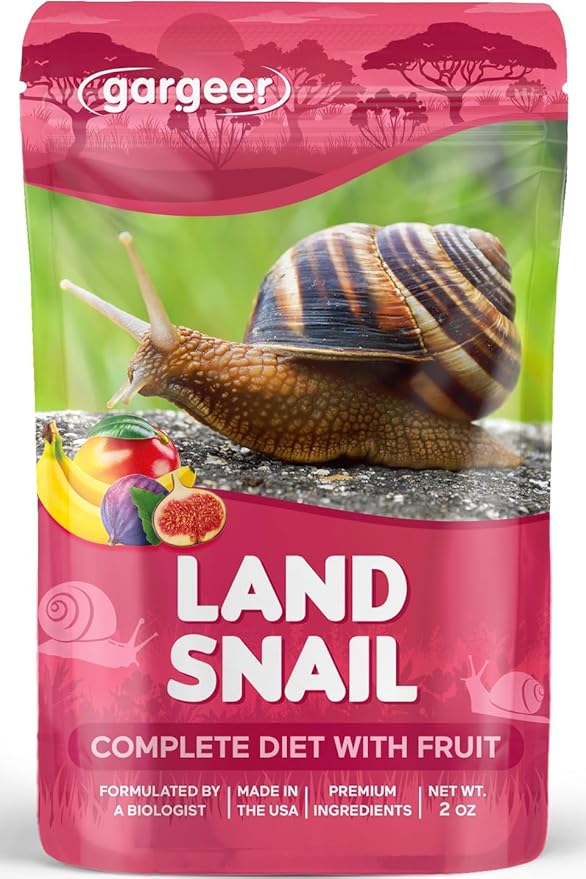 2oz Land Snail Complete Diet with Fruit. Nutritious, Balanced, Non-Gmo, No Ethoxyquin or Copper Sulfate Food Option. Enriched with dried banana, mango, and bee pollen. Proudly Made in The USA