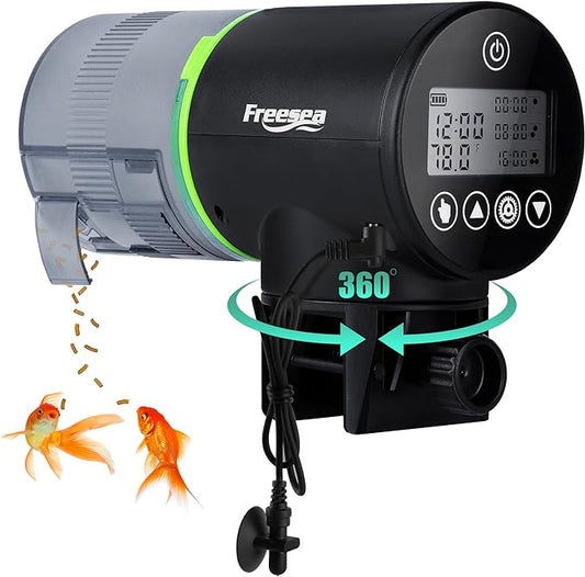 FREESEA Aquarium Automatic Fish Feeder: Programmable Auto Fish Food Dispenser - Smart Fish Tank Vacation Timer Feeder (Battery Operated)