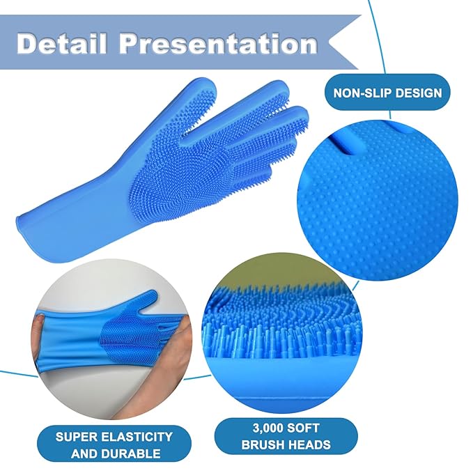 2pcs dog washing gloves and dog bath brush, 2-in-1 pet shower set | Suitable for dogs, cats, bath massage, and pet grooming