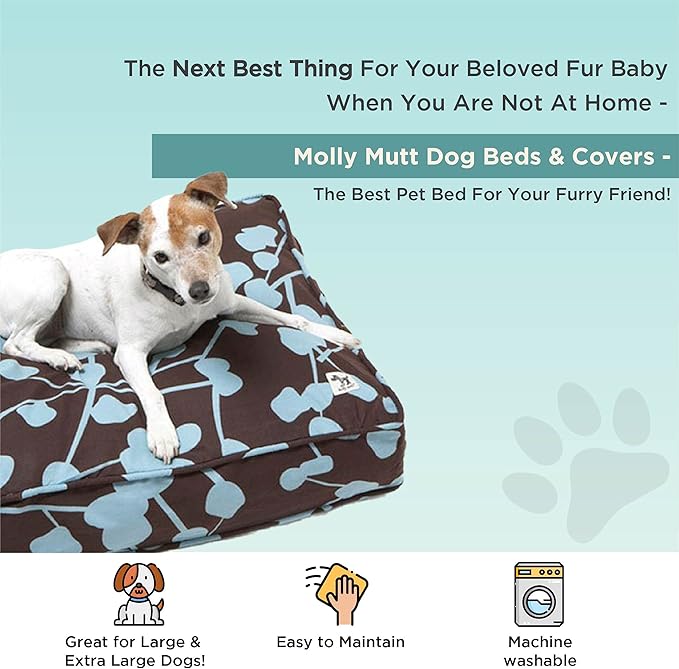 Molly Mutt Huge Dog Bed Cover - Your Hand in Mine Print - Measures 36”x45”x5’’ - 100% Cotton - Durable - Breathable - Sustainable - Machine Washable Dog Bed Cover