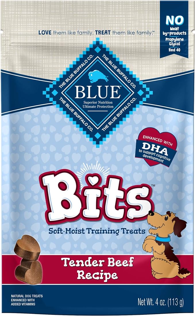 Blue Buffalo BLUE Bits Natural Soft-Moist Training Dog Treats, Beef Recipe 4-oz Bag