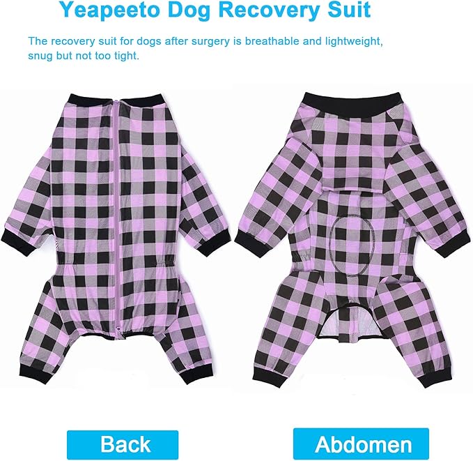 Dog Recovery Suit Full-Zipper After Post-Surgery Large Medium Dogs, Dog Bodysuit for Prevent Licking& Chewing Wounds Onesies Cone Alternative (Purple, 6X-Large)