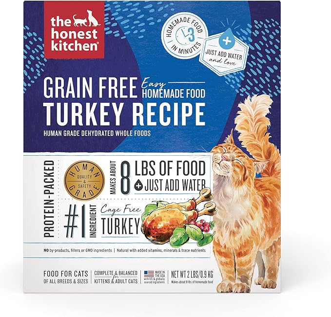 The Honest Kitchen Dehydrated Grain Free Turkey Cat Food, 2 lb Box