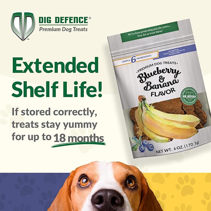 Dig Defence - Blueberry and Banana Premium Dog Treats - Gourmet Healthy Dog Treats, Training Treats for Dogs