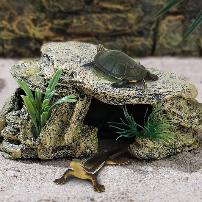 Leopard Gecko Hide Reptile Hides Resin Reptile Basking Rock Humid Hide Turtle Cave Lizard Hide Reptile & Amphibian Habitat DÉCor