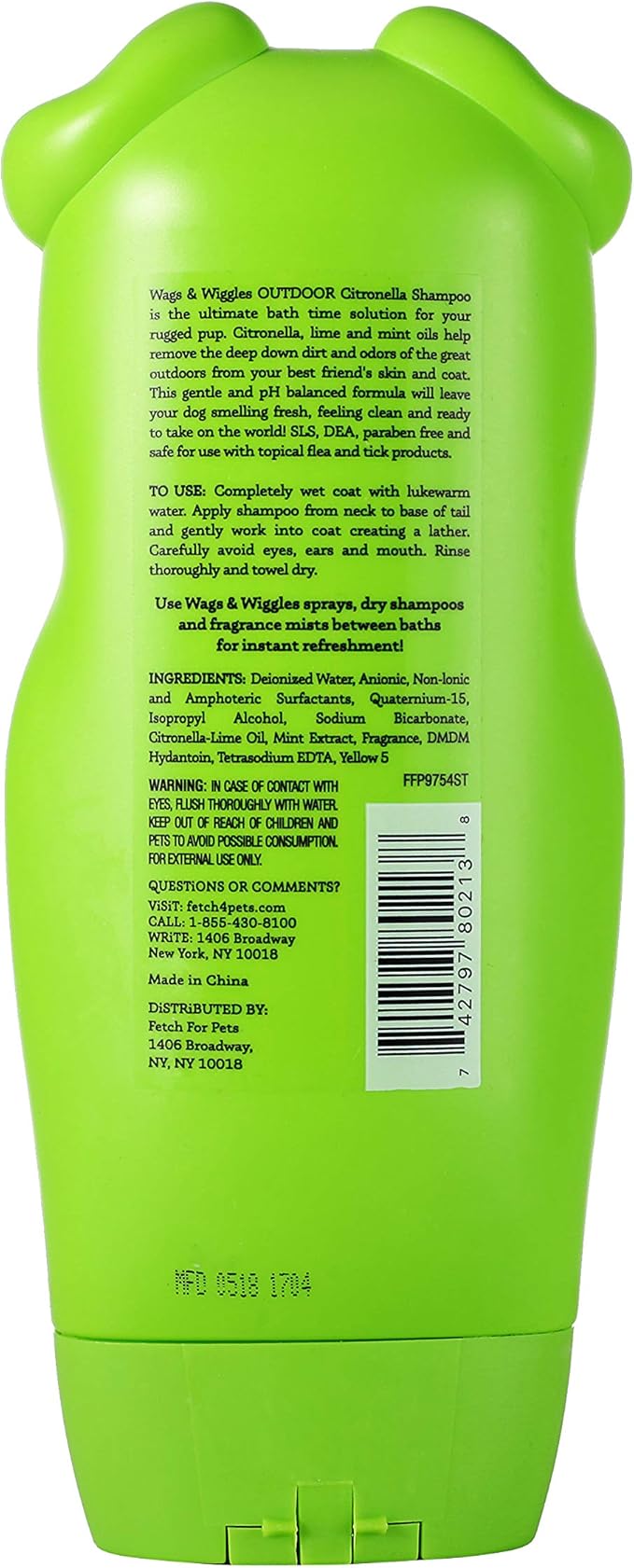 Wags & Wiggles Outdoor Citronella Dog Shampoo in Lemon Drop Scent | Great Smelling Dog Shampoo, Cleansing Dog Grooming Supplies for Smelly Dogs, 16 Oz (Pack of 2)