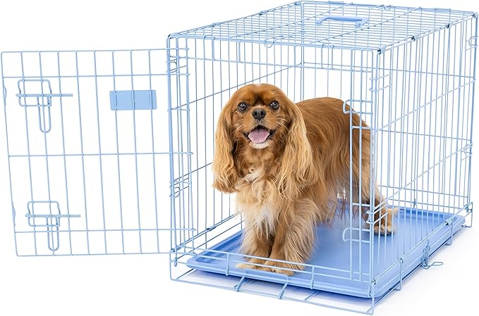 Carlson Blue Secure and Compact Single Door Metal Dog Crate, Small