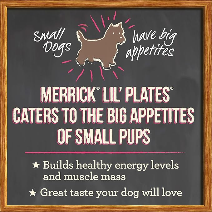 Merrick Lil’ Plates Petite Pates Premium Grain Free Wet Dog Food Variety Pack, Natural Beef, Chicken, Turkey - (Pack of 12) 3 oz. Cans