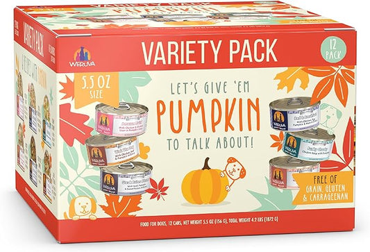 Weruva Classic Dog Food, Let's Give Em' Pumpkin to Talk about Variety Pack, 5.5oz Can (Pack of 12)