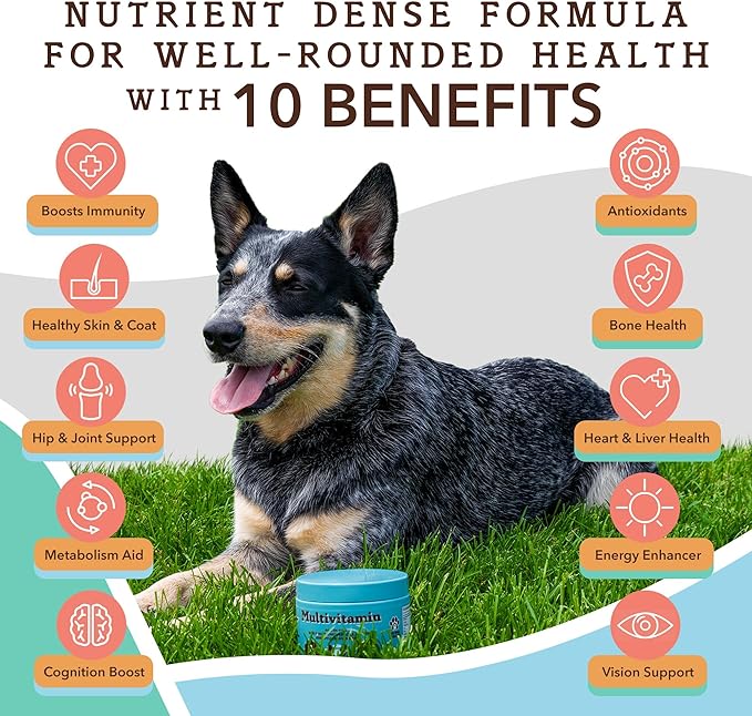 Natural Dog Company Multivitamin Chews (90 Pieces), Dog Vitamins and Supplements, Peanut Butter & Bacon Flavor, for Dogs of All Ages, Sizes, & Breeds, Supports Immune System, Antioxidant