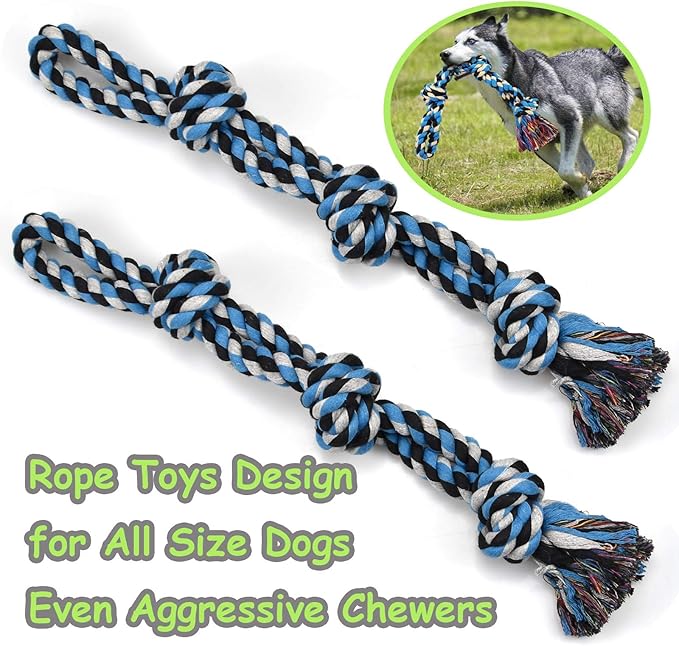 Rope Dog Toys for Aggressive Chewers Large Breed Medium Breed, Small Dog Puppy Teething Chew Toys Heavy Duty Dental Dog Rope Toys Prevents Boredom and Relieves Stress