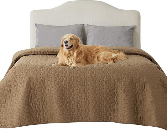 Bedsure 100% Waterproof Couch Cover for Dogs Washable - Non Slip Waterproof Dog Blanket for Bed, Lightweight Furniture Protector Durable for Pet Cat Puppy with Non-slip Bottom, Brown, 82x120IN