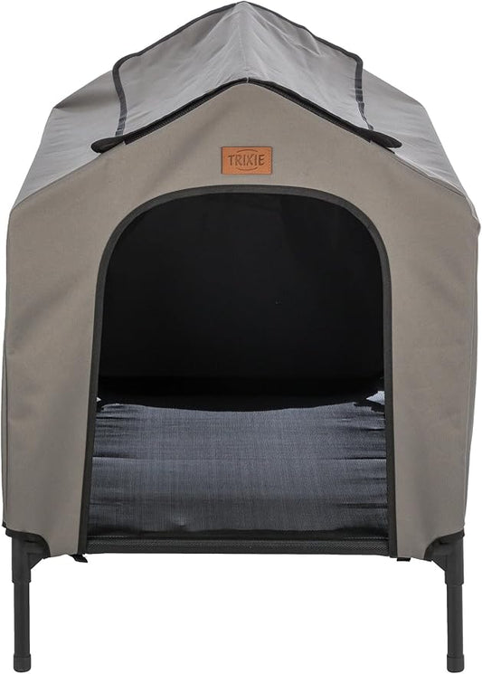 TRIXIE 2-in-1 Elevated Dog House, Portable Pet Camping Cot & Tent, Raised Bed & Dog Shade for Small-Medium Dogs