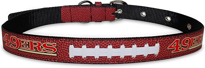 Pets First Tough Leather Pet Collar NFL SAN Francisco 49ERS Premium Dog Collar, Limited Edition, Size Large. Best & Strongest Heavy-Duty Dog Collar!, Large (20-29"" Long & 1"" Wide) (SAN-3081-LG)
