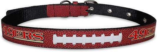 Pets First Tough Leather Pet Collar NFL SAN Francisco 49ERS Premium Dog Collar, Limited Edition, Size Large. Best & Strongest Heavy-Duty Dog Collar!, Large (20-29"" Long & 1"" Wide) (SAN-3081-LG)