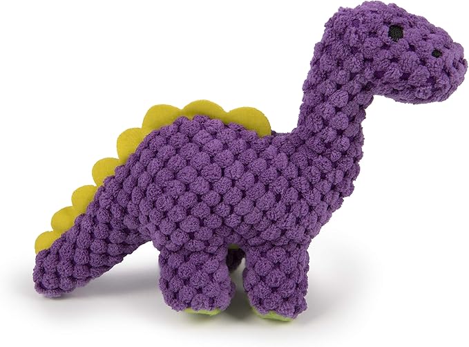 goDog Checkers Just for Me Dinos Bruto Squeaky Plush Dog Toy, Chew Guard Technology - Purple, Mini