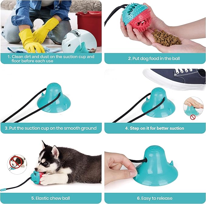 Dog Toys for Aggressive Chewers Interactive Teething Boredom and Stimulating Tug of War Suction Cup Puzzle Indestructible Puppy Rope Enrichment Teeth Cleaning Ball Accessories for Small Large Dogs