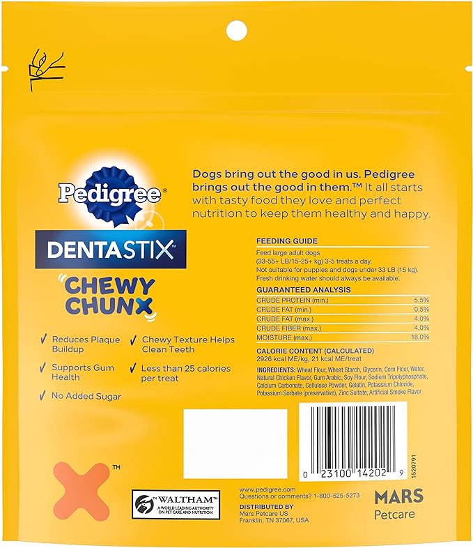 Pedigree DentaStix Chewy Chunx Dental Treats, Large Dog – 4 oz.