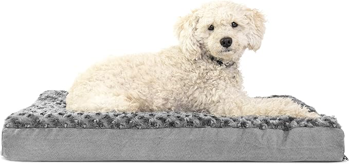 Furhaven Orthopedic Dog Bed for Medium/Small Dogs w/ Removable Washable Cover, For Dogs Up to 35 lbs - Ultra Plush Faux Fur & Suede Mattress - Gray, Medium