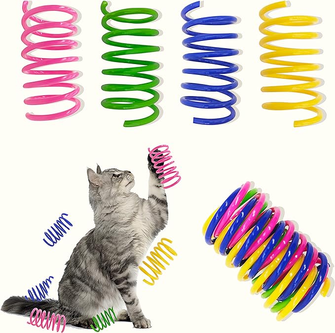 AGYM Cat Spring Toys 90 Packs for Indoor Cats, Durable Plastic Spring Coils Attract Cats to Swat, Bite, Hunt, Interactive Spring Toys for Cats and Kittens