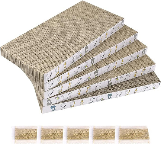 Cat Scratcher Cardboard 5 PCS Cat Scratch Pad Reversible Scratcher Texture Design Durable Cat Scratching Pad