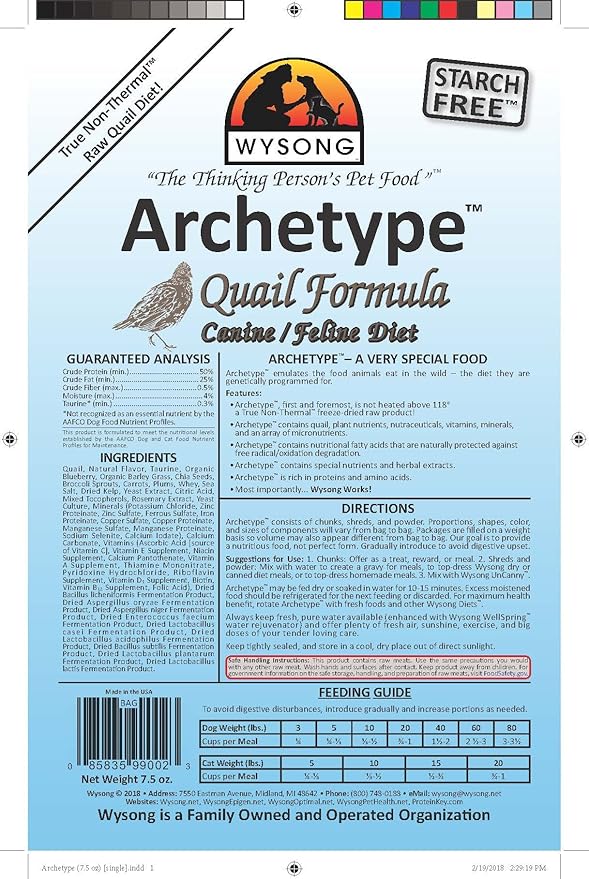 Wysong Archetype Raw Canine/Feline Diet Dog/Cat Food - 7.5 Ounce Bag