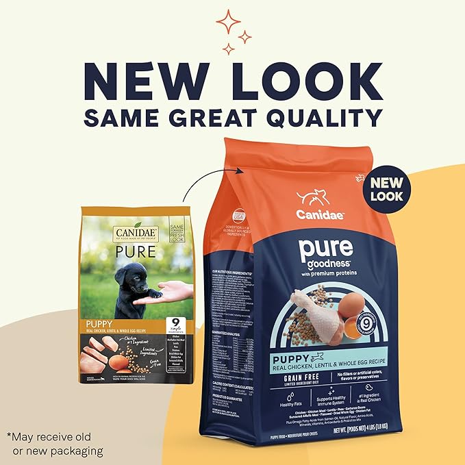 Canidae Pure PUPPY Real Chicken, Lentil & Whole Egg Recipe Dry Dog 4 LB