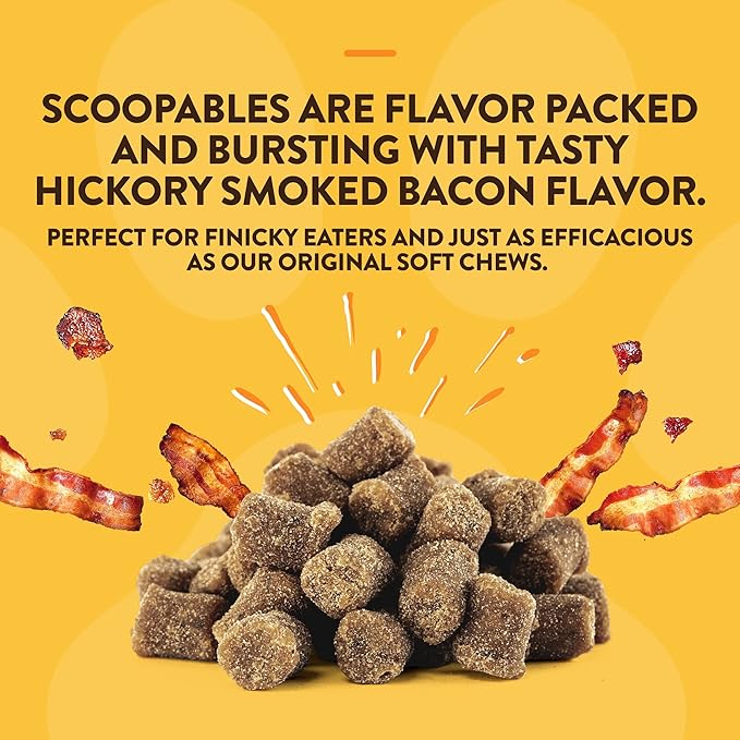 NaturVet Scoopables Advanced Probiotics for Dogs - Chewable Dog Probiotics & Digestive Enzymes - Support a Healthy Gut for Your Pet - Hickory Smoked Bacon Flavor | 11oz Bag